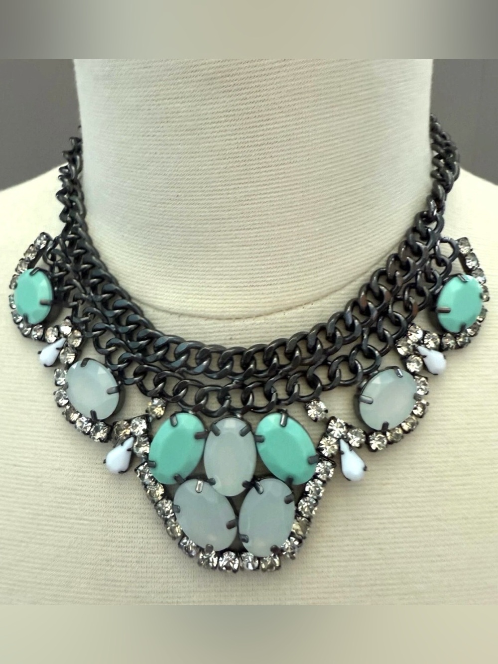 Premier Designs Statement Aqua & Mint Multi-Stone Bib Necklace - Women Jewelry